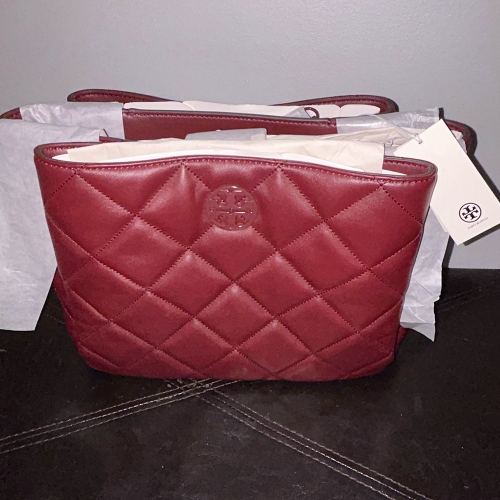 Tory Burch Red Quilted Cosmetic Bag